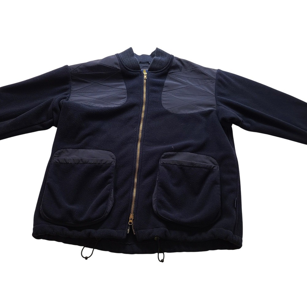 Beretta Men's Navy Blue Fleece Full Zip Jacket Quilted Shoulder Overlay Large